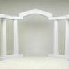 All colonnades and colonnade arch systems are available in white, ivory, brownstone, sandstone, blackstone, millstone and granite and are offered in custom colors in quantity. White and ivory are ideal for indoor and temporary outdoor use. Black and stone effects are ideal for both indoor and outdoo